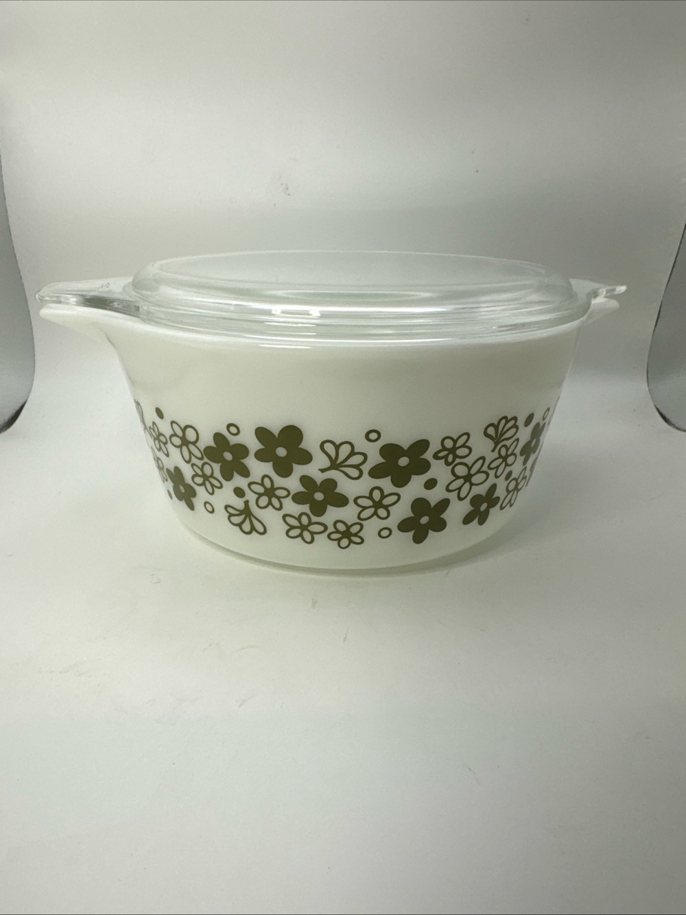 Pristine Vintage Pyrex 474-B Square Flowers 1.5 Qt Casserole Dish Lid MINT GLOSS